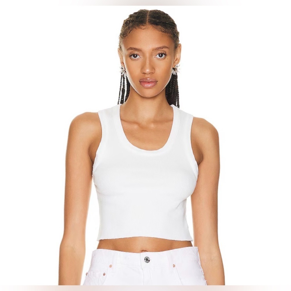 Norma Kamali White Cropped Tank Top